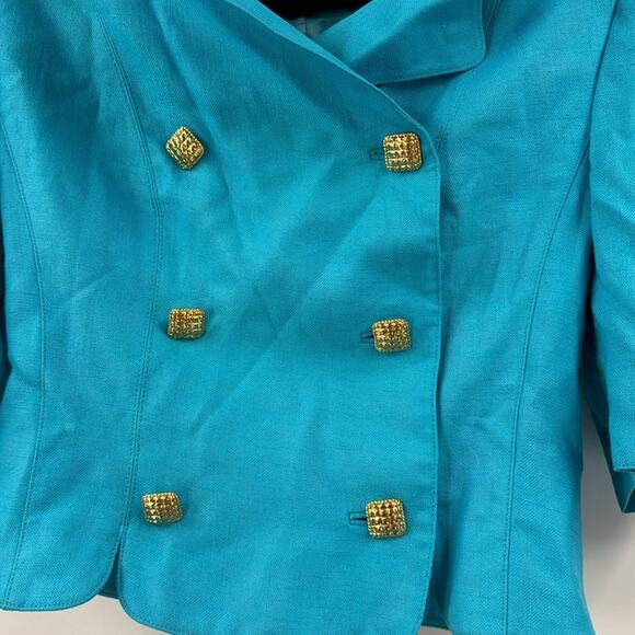 Louis Féraid light blue cropped jacket with goldtone buttons - Picture 2 of 8